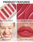 evpct Silky Lip Liner Pencil Retractable, Bean Red Smooth Lip Liner Creamy Velvet Lipliner Long-Lasting for Korean Makeup Contouring Matte Lip High Pigmented Rich Colors Crayon Lipstick Pen 08