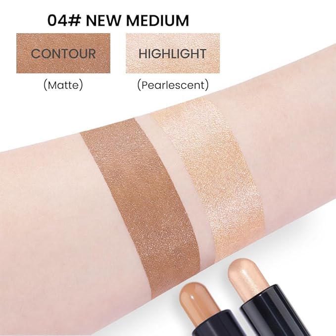 Kaely 2in1 Cream Bronzer Highlighter Stick,Face Shaping Contouring Shades Makeup,04