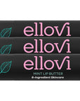 Ellovi Natural Lip Butter Lip Balm - Mint - Pure Enough to Eat - Made With Just 6 Vegan Ingredients - Moisturizing Lip Care for All Day Hydration (3-Pack)