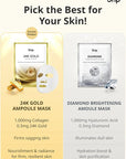 SNP 1000mg Collagen + 24K Gold Ampoule Sheet Mask | Collagen Face Masks Skincare | Tightening, Hydrating, and Nourishing | Korean Skin Care | Overnight Face Masks | Moisturizing Face Mask | 10 Sheets