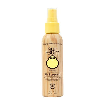 Sun Bum Revitalizing 3 in 1 Leave In Conditioner - Anti Frizz Detangler - Color Safe with UV Protection - Enriched with Coconut Oil and Banana - 4 oz