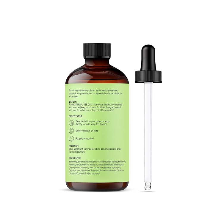 Botanic Hearth 100% Pure Rosemary Batana Oil For Hair Growth | Infused with Biotin, Jojoba & Castor Oil | Hair Oil Repairs Dry Damaged Hair, Strengthening, Healthier - Hair Tonic, 2.0 fl oz