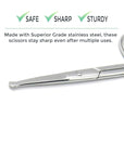 Rounded Stainless Steel Facial Hair Scissors – Safety Scissors for Nose Hair, Eyebrows, Eyelashes, Mustache, Beard, and Baby Nails
