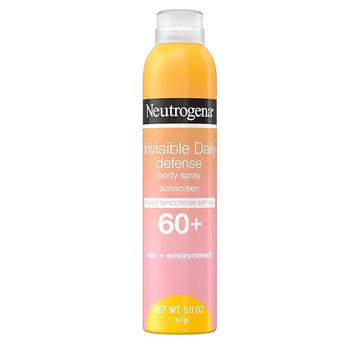 Neutrogena Invisible Daily Defense Body Sunscreen Spray, Broad Spectrum SPF 60+, Oxybenzone-Free & Water-Resistant, Sun & Environmental Aggressor Protection, Antioxidant Complex, 5.0 oz