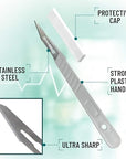 Disposable Scalpel #10 and #11 Scalpel Blades, Pack of 10 Dermaplaning Blades w. Plastic Handle, Carbon Steel Dermablade Blades Individually Wrapped 5x10 Blade and 5x11 Blade, Sterile