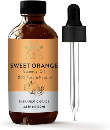 Sweet Orange Essential Oils for Skin | Pure Natural Cold Pressed & Undiluted Sweet Orange Oil |Use in Aromatherapy Diffusers for Mood Lifting | 3.38 fl. Oz
