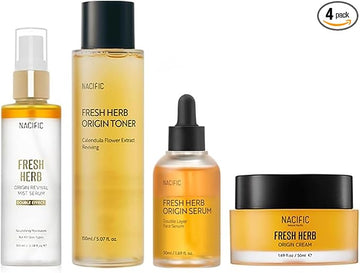 NACIFIC Fresh Herb Origin 4 Pieces Skincare Set – Hydrating Toner, Antioxidant Serum, Moisturizing Cream, Mist Serum – Korean Skincare for Glowing, Healthy Skin