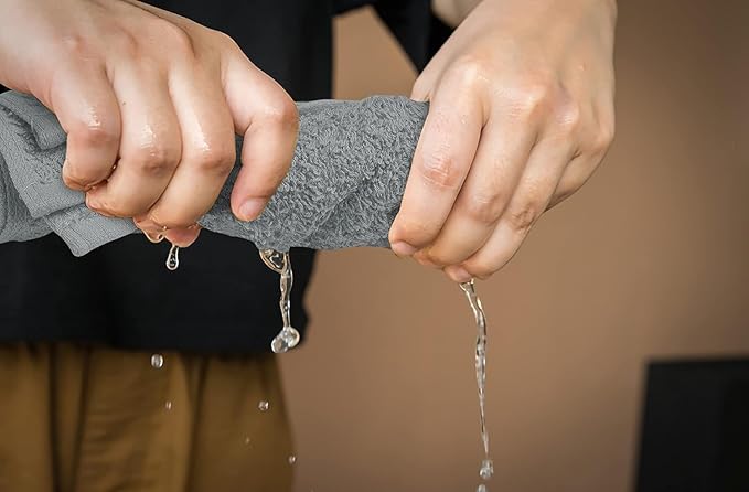 Softolle 100% Cotton Washcloths 60 Pack (12x12 Inches) Soft, Highly Absorbent Washcloth, Face Towels, Wash Cloths for Face, Ring Spun, Bulk Pack (Silver Grey)