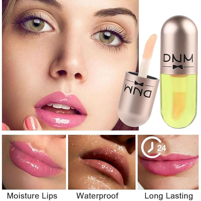 evpct 3Pcs Peach Aloe Vera Avocado Mini Clear Color Changing Lip Oil Tinted Lip Gloss Set for Women Girls Lip Balm Tint Stain Glaze Pack Lipstick Magic labiales magicos brillos para labios