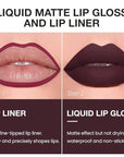 evpct Retractable 1Pcs Lip Liner Pencils and 1 Pcs Lip Gloss Makeup Set for Shaping & Sculpting Lips, Plum Long-Lasting Waterproof Longwear Matte Rich Lip Colors Liner Crayon Liquid Lipstick 11#