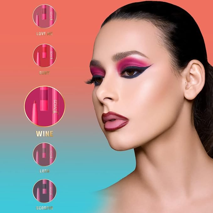 Juvia's Place Coffee Shop Luxe Lip Liner - Wine - Colorstay Matte Finish Lip Pencil, Makeup for Natural Long Lasting Beauty and Sensational Wear, Lip Stain Kiss Proof Cometics