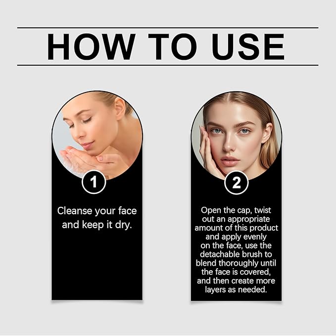Blanc Cover Cream Stick,Korean Color-Changing Foundation Stick, Full Coverage Base Makeup， Dual-Ended with Detachable Brush for a Flawless Look (Dark Skin)