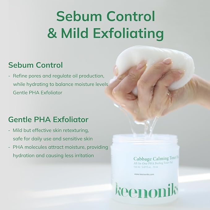 Dual Texture Toner Pads with Essence 70ea Value Pack - Cabbage Calming to Soothe, Minimize Pores and Control Sebum | Wipes for Mild Exfoliator, Skin Balancing | Korean Skincare - (5.07Oz)