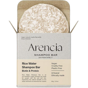 ARENCIA Rice Water Shampoo Bar for Hair Growth & Strengthening, All Natural Formula with Biotin & Protein