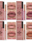 LANGMANNI 4pcs Matte Lipstick with Lipliners Durable Makeup Set,Long-Lasting Non-Stick Cup Not Fade Waterproof Pigmented Velvet Lipgloss Kit Beauty Cosmetics Makeup Gift for Girls(#1+2+8+11)