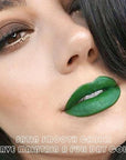 evpct 2Pcs Light Festival Green Matte Liquid Lipstick Lip Gloss Stain and Retractable Lip Liner Makeup Set for Women Long Lasting Waterproof 24 Hours Lipstick labial mate larga duracion 24 49#