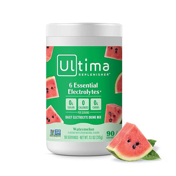Ultima Replenisher Daily Electrolyte Drink Mix – Watermelon, 90 Servings – Hydration Powder with 6 Key Electrolytes & Trace Minerals – Keto Friendly, Vegan, Non-GMO & Sugar-Free Electrolyte Powder
