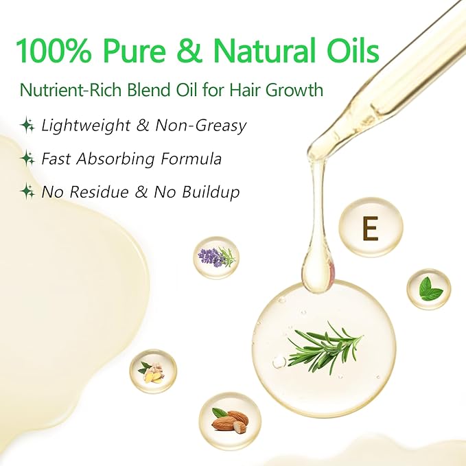 Rosemary & Castor Hair Growth Oil – USDA Certified Organic Cold Pressed Blend Castor oil for Thicker, Fuller Hair, Soothe Itchy Scalp & Repair Damaged Hair – 4 fl oz