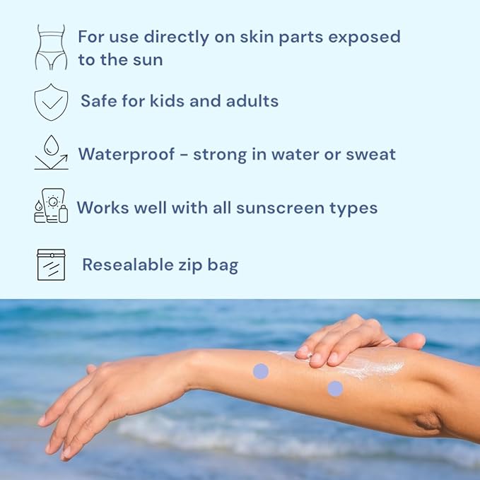 UV Stickers for Sunscreen - 72 PCS UV Detection Stickers, Kid Friendly Sun Protection Reminder, Sunscreen Patches, Summer and Beach Vacation Essentials (72)