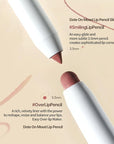 Heart Percent Dote On Mood Lip Pencil Slim, Defines and Fills Creamy Lip Liner Retractable Lipstick Pencil with Built-In Sharpener, #02. Creamy Pink
