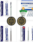 Disposable #15 Scalpel Blades, Sterile Pack of 20 Dermaplaning Blades with Plastic Scalpel Handle, Surgical Knife Scalpel for School Science, High Carbon Steel Dermablade Surgical Blades