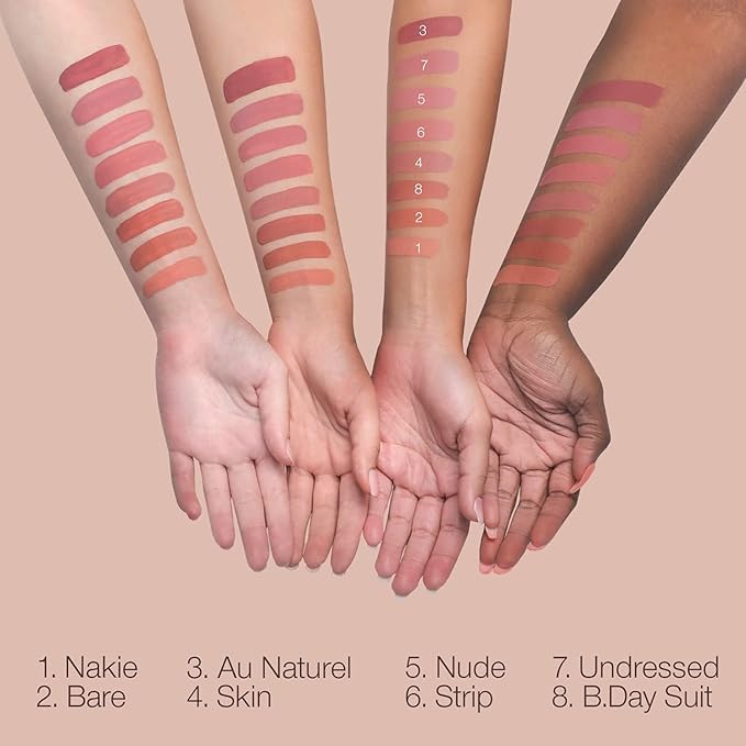 Palladio Long-Wear Cream Lip Color Liquid Lipstick, transfer proof high intensity color pigment, smooth lightweight formula, cream color matte finish, all day wear (Bare)