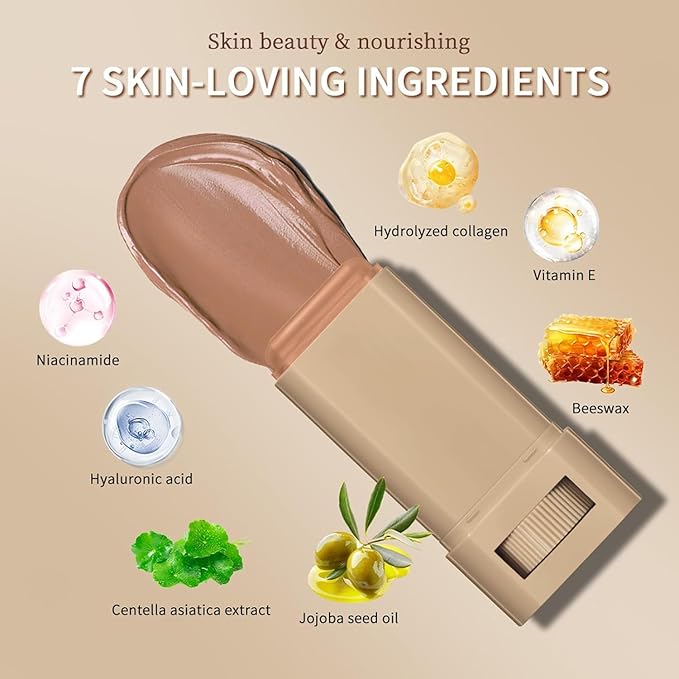 Beauty Balm Serum Boosted Skin Tint, Lightweight Solid Tinted Hydrating Serum Foundation Contour Stick for Women, Sheer to Medium Coverage, Radiant & Dewy Finish for Face Makeup (#01)