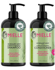 Mielle Organics Rosemary Mint Strengthening Shampoo and Conditioner Infused with Biotin, Cleanses and Helps Strengthen Weak and Brittle Hair, 12 Ounces