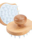 Hangerspace Scalp Massager Shampoo Brush, Wooden Wet and Dry Hair Scalp Care Brush, Shower Brush Scalp Scrubber Exfoliator with Soft Silicone Bristles for Dandruff Removal, Hair Growth (White)