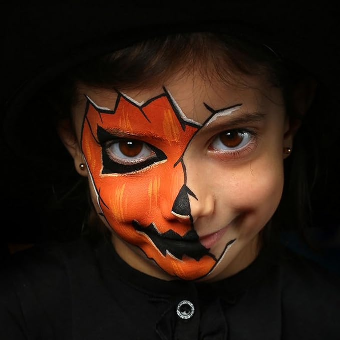 MEICOLY Orange Face Body Paint Stick for Halloween SFX Pumpkin Tiger Lion Cosplay Makeup,Orange Face Paint for Adults and Kids,Waterproof Eye Black Stick for Baseball Softball Football Lacrosse