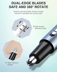 AHHFEI Nose & Ear Hair Trimmer, 5 in 1 Rechargeable USB Trimmer for Men & Women, Painless & Easy Cleansing, Blue