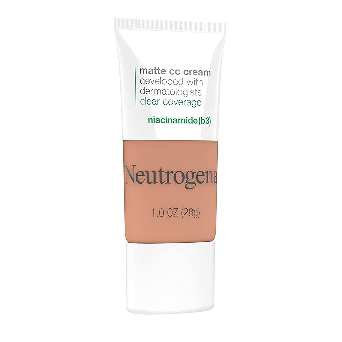 Neutrogena Clear Coverage Flawless Matte CC Cream, Full-Coverage Free, Fawn, 1 oz