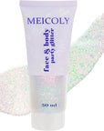 MEICOLY Fine Face Body Glitter,Color Changing Glitter Gel for Body,Face,Hair,Lip,Eye,Long Lasting Holographic Sequins Glitter Face Paint Makeup,Sparkling Pink,50ml