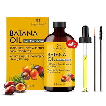 Botanic Hearth 100% Pure Batana Oil For Hair Growth | Infused with Batana Kemel Oil | Hair Oil Repairs Dry Damaged Hair, Strengthening, Healthier - Hair Tonic, 2.0 fl oz