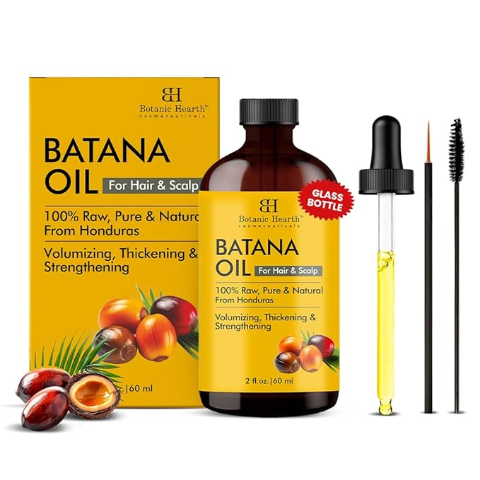 Botanic Hearth 100% Pure Batana Oil For Hair Growth | Infused with Batana Kemel Oil | Hair Oil Repairs Dry Damaged Hair, Strengthening, Healthier - Hair Tonic, 2.0 fl oz