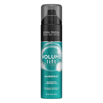 John Frieda Volume Lift Hairspray, Volumizing Hairspray with Air-Silk Technology for Fine or Flat Hair, Adds Body, Long-Lasting Hold, and Fullness for Fine, Thin Hair, 10 Oz