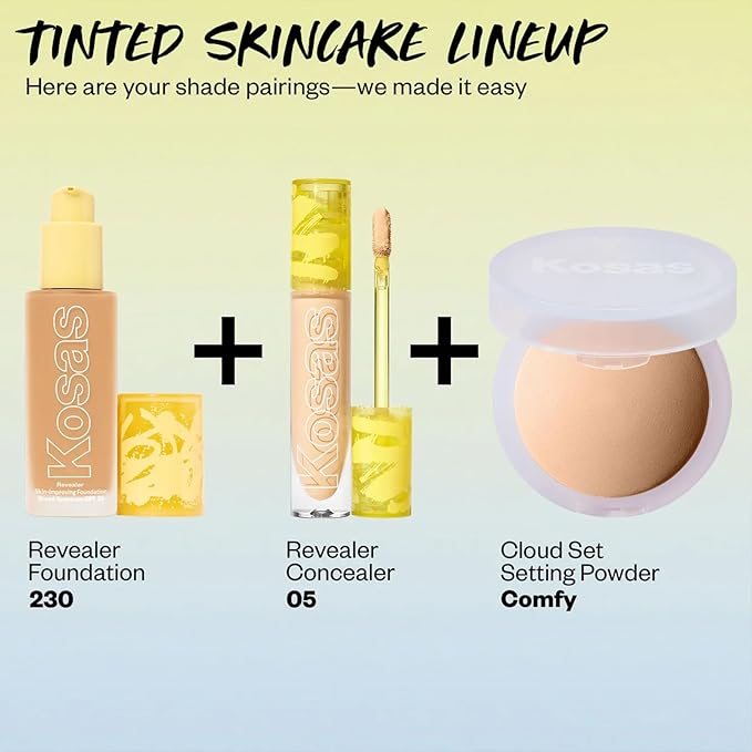 Kosas Revealer Skin-Improving Foundation with SPF 25 Protection - Hydrate, Brighten, Soothe, Plump, Protect Skin - Smoothing Texture, Natural Finish and Clean Formula - Medium Neutral Warm 230