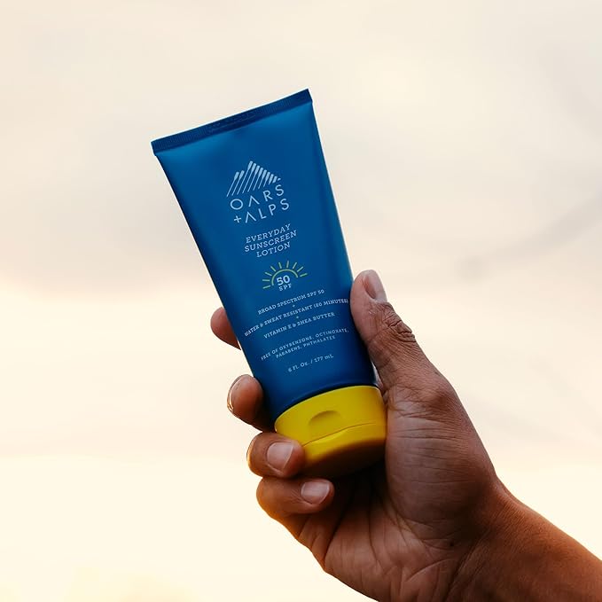 Oars + Alps Everyday SPF 50 Sunscreen Body Lotion, Naturally Derived Skin Care Infused with Aloe Leaf Juice and Vitamin E, 6 Fl Oz