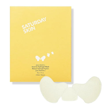 Saturday Skin Yuzu Vitamin C Hydrogel Mask, Cool Soothing Texture, Deep Hydration,Daily & Overnight Mask Suitable for All Skin Types, Korean Skincare, 4EA