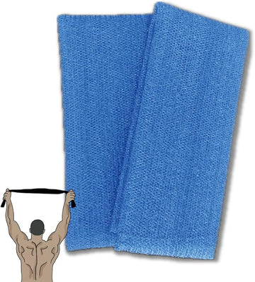 Terra Distribution Exfoliating Washcloth [Designed in Japan] - Rough Textured Extra Long (47.24 inch) Towel for Scrubbing and Dead Skin Removal, Loofah Alternative (2pcs Set(Blue))