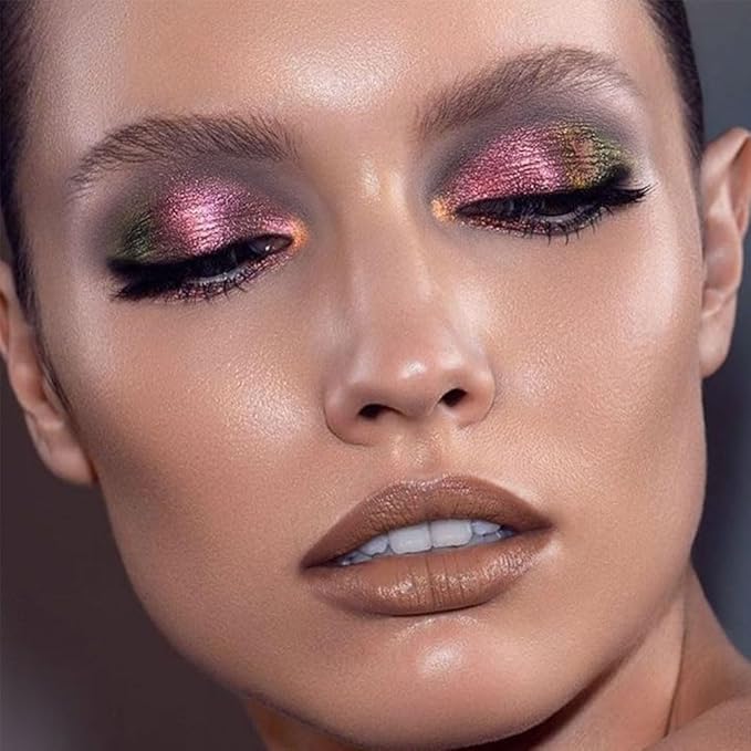 AMY'S DIARY Duochrome MultiChrome Chameleon Liquid Metallic Eyeshadow, High-Impact Multi-Dimensional Finish,Red Yello Silky Smooth and High Pigment Holographic Glitter Eyeshadow Makeup (#06)