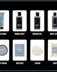 Gift Baskets for Men Body Wash Set Body & Earth Leathers Mens Bath Set with Body Lotion, Face Wash, Shower Gel, Bubble Bath, Loofah & More, Birthday Gifts for Men,regalos para hombre,Christmas Gifts