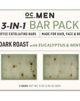 Olivia Care Coffee Exfoliating Bar Soap 3-In-1 Pack Multi Use for Hair, Face & Body 100% Natural & Organic – Infused with Eucalyptus & Mint Essential Oils- Deep Clean, Hydrating - 2 X 5 OZ