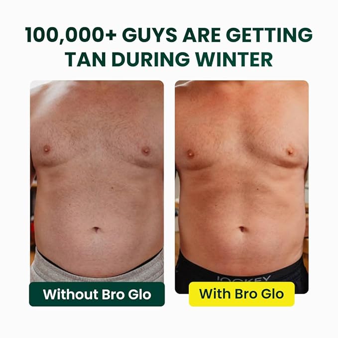 Bro Glo Self Tanner for The Boys - Quick Application Foam Mousse Easy Sunless Tan For Face and Body Oil Free Water Based Faster Skin Drying Natural Sun Kissed Bronze Color Perfect Men - 6.76 FL oz