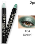 Kaely 2Pcs Cream Eyeshadow Sticks Set for Eyes Waterproof,Green Shimmer Eye shadow Stick Pencil Pen Bulk sombras en crema para ojos 34+34