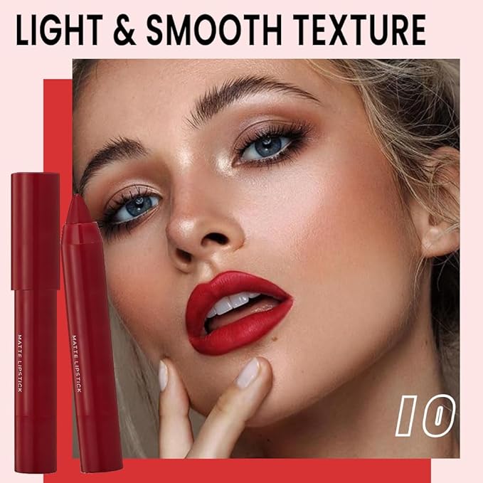 BINGBRUSH Crayon Matte Longwear Lipstick Pack Set,Moisture Smooth Color Stick Ultimate Lip Crayon for Makeup Collection - Waterproof Velvet Lipgloss (2pcs 08#&10#, 2 Count (Pack of 1))