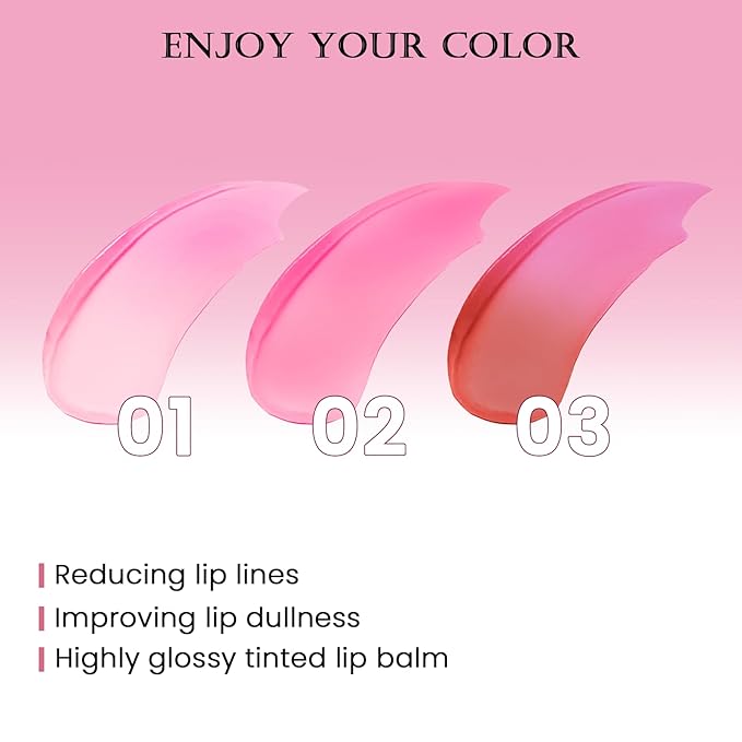 DAGEDA 3PCS Tinted Lip Balm, Moisturizing Non-Greasy,