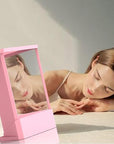 Non-Reversing Mirror, True Image Reflection, Precision True Images Real Reflection, Precision Glass Viewing Angle, Makeup Vanity Non-Magnifying Tabletop Beauty Mirror (Pink, Small)