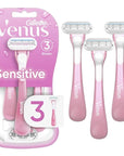 Gillette Venus Sensitive Women's Disposable Razors - Single Package of 3 Razors
