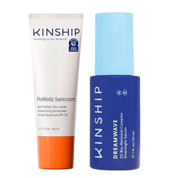 Kinship Self Reflect Probiotic Moisturizing Sunscreen + Dreamwave 2% Bio-Retinoid Overnight Renewal Serum - SPF 32 Lightweight 100% Mineral - Smooth Wrinkles